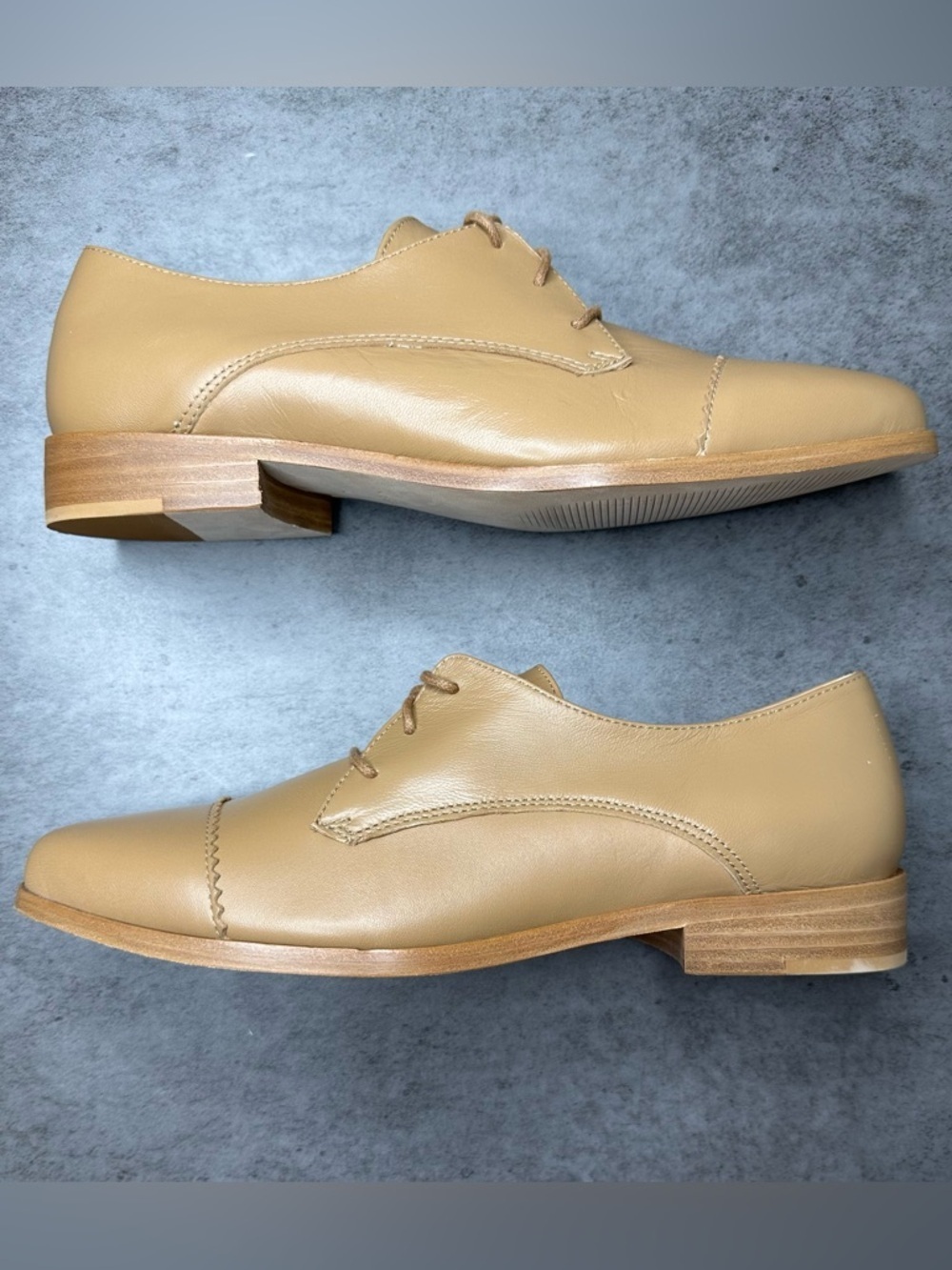 Nisolo Emilia Leather Cap Toe Oxfords – Almond – Size 10 - Picture 2 of 8